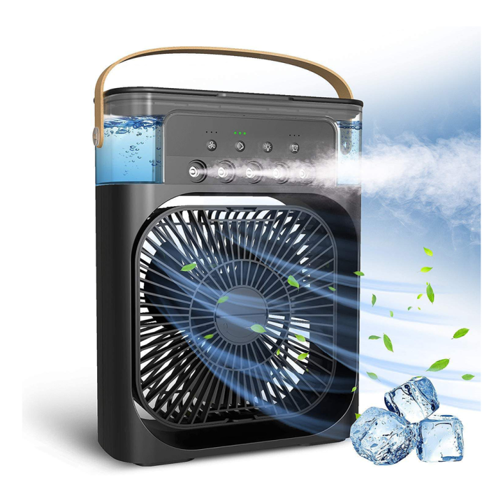 Mini Air Cooler, USB Desk Fan 3 Wind Speeds and 5 Spray Modes for Office, Home, Dorm, Travel