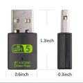 600Mbps Dual Band WiFi + Bluetooth Adapter For Windows PC/Laptop- (Driver Free Version, WiFi Hotspot Supported, 2.4GHz + 5GHz). 