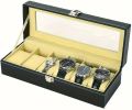 6 Slot Leather Watch Box Display Case. 