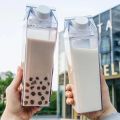 1000ml Square Milk Cup Cartoon Water Bottle Large Capacity Plastic Transparent Juice Drinking Cups Portable Milk Storage Box. 