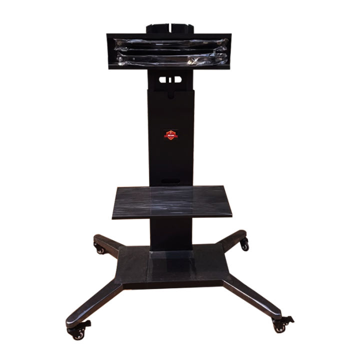 Universal TV Stand with Wheels - Fits Monitors - Height Adjustable - Black