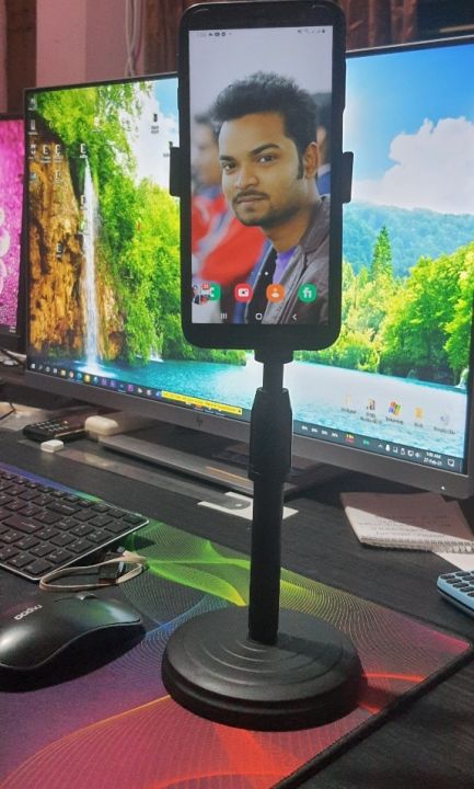 Desktop%20Mobile%20Phone%20Holder%20Stand%20360%20Rotate%20for%20Live%20Streaming%20Shoot%20YouTube%20TikTok%20Video%20Round%20Base%20Smartphone%20-%20Image%204