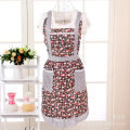 Apron Brushed Lace Edge Pastoral Korean Strap with Lining Kitchen Princess Apron. 