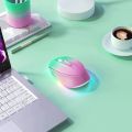 BOW Purple Wireless Mouse Rechargeable Mouse for Laptop Small Cordless Mice Quiet Click LED Rainbow Lights for Computer. 