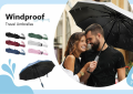 Black Umbrella, 8 Ribs Semi Auto, Black Fabric, Wind and Rain Proof (Heavy-duty, three-folding, dual-purpose umbrella designed for rain and sun protection). 
