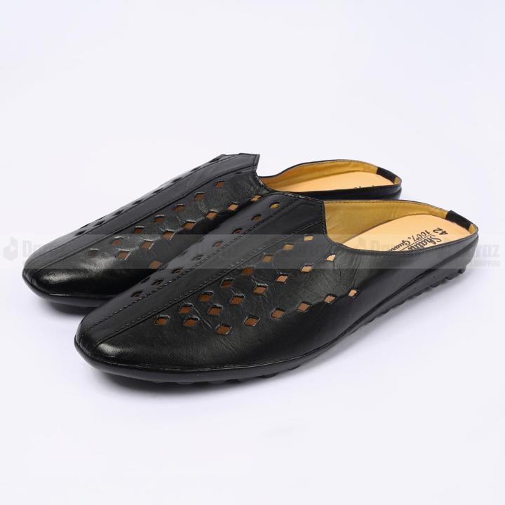 Men'S Breathable Trendy High Quality Stylish Leather Nagra Sandal Half Shoe - Slippers
