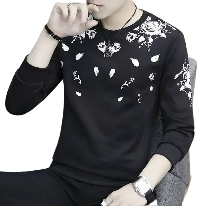 Black%20Printed%20%20cotton%20%20full%20Sleeve%20T-Shirt%20For%20Men%20-%20Image%203