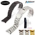 16mm 18mm 19mm 20mm 21mm 22mm 24mm Solid Curved End Stainless Steel Watch Band Strap For wristwatch folding clasp Watchband For Samsung Galaxy Watch 4 Classic Active2 42mm 46 40 44MM. 