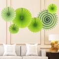 Decor Nation Hanging Paper Fans Party Set, Round Pattern Paper Garlands Decoration for Birthday Baby Boy Shower , Set of 6 (Green). 