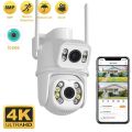 TAITAS 8MP 4K PTZ Wifi Camera Dual Lens Dual Screen Ai Human Detect Auto Tracking Wireless Outdoor Surveillance Camera iCSee.