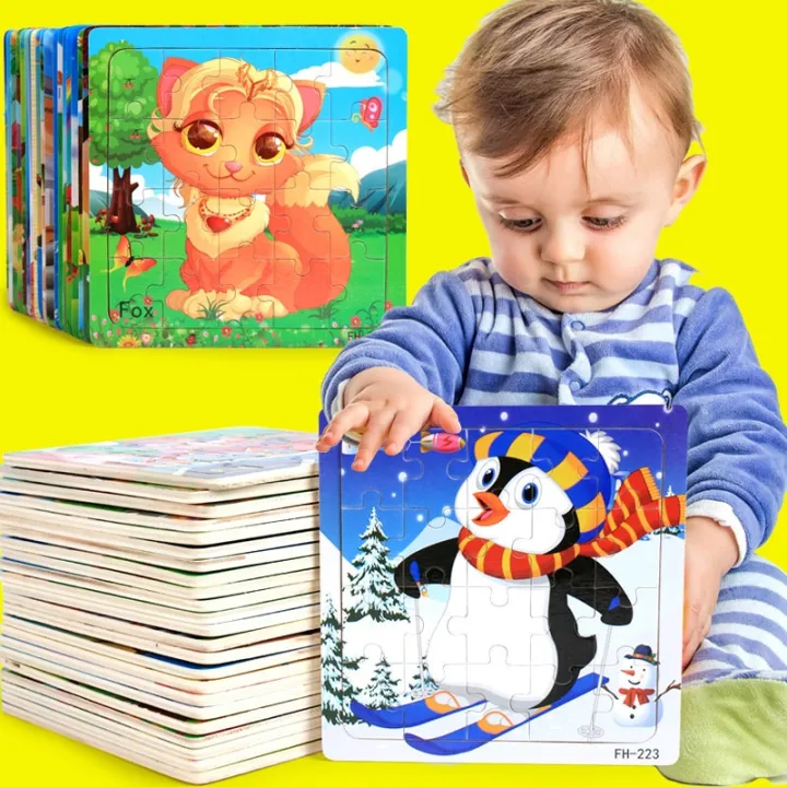 New%2020%20Piece%20Wooden%203d%20Puzzle%20Cartoon%20Animal%20Vehicle%20Jigsaw%20Puzzle%20Montessori%20Educational%20Toys%20For%20Kids%20Baby%201%202%203%20Years%20-%20Image%202