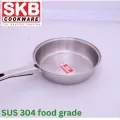 SKB SuS304 Food-grade Stainless Steel "Frying Pan with Glass Lid".