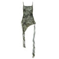 【Free Returns】 border European and American style 2024 summer new women's clothing slim fit street fashion suspender printed dress. 