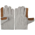 Labor Protection Gloves White Nail Cloth Double Layer 24 Line Thumb Index Finger plus Leather Thickening and Wear-Resistant Thermal Insulation Protective Canvas Gloves. 