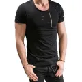 Hole ripped t shirts men short sleeve t-shirt fitness summer clothes men's funny solid tshirt streetwear slim tops tees. 