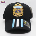Black Argentina Three Star Embroidered AFA Logo 3-Stripe Cap.