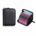 Multi Slot Card Holder Vintage Small Wallet Women Men Business Bank Credit Card Bag Male Coin Pouch Solid Leather Zipper Wallet.