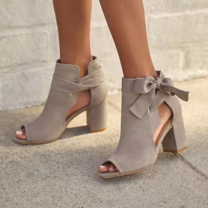 Spring%20Large%20Size%20Women's%20Shoes%20New%20Foreign%20Trade%20Korean%20Style%20Cloth%20Side%20Empty%20Back%20Internet%20Celebrity%20Lace%20up%20Chunky%20Heel%20High%20Heels%20Sandals%20for%20Women%20-%20Image%202