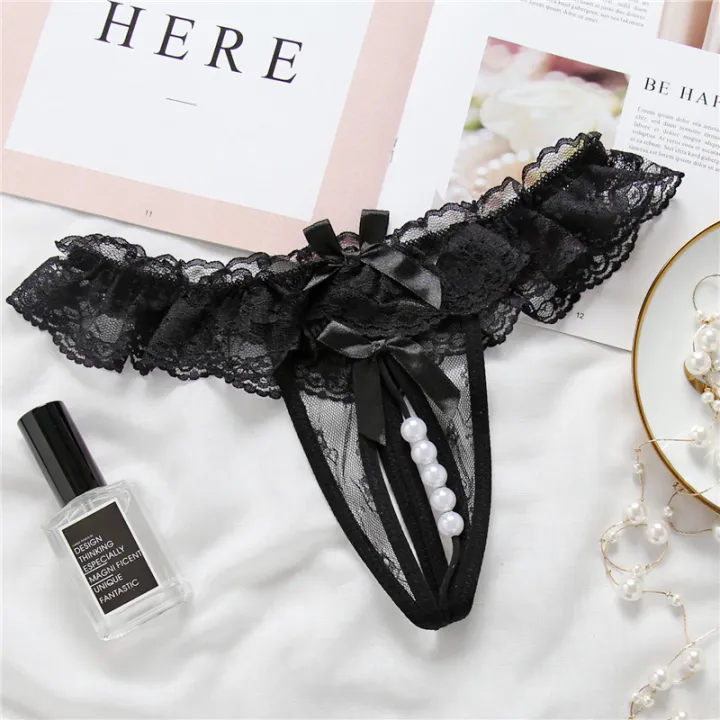 Pearl%20Lace%20Underwear%20Transparent%20Bowknot%20Beads%20Lace%20Panties%20Soft%20Ruffled%20Trim%20Hollow%20Underwear%20-%20Image%202