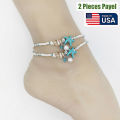 American 2 Pieces Popular Pearl Starfish Payell Yoga Beach Hanging Chain Anklet Pendant Friendship Foot Ornament Jewelry | Birthday Wedding Engagement Bridal Party Marriage Anniversary Ultimate Gift for Modern Women – Multicolor. 