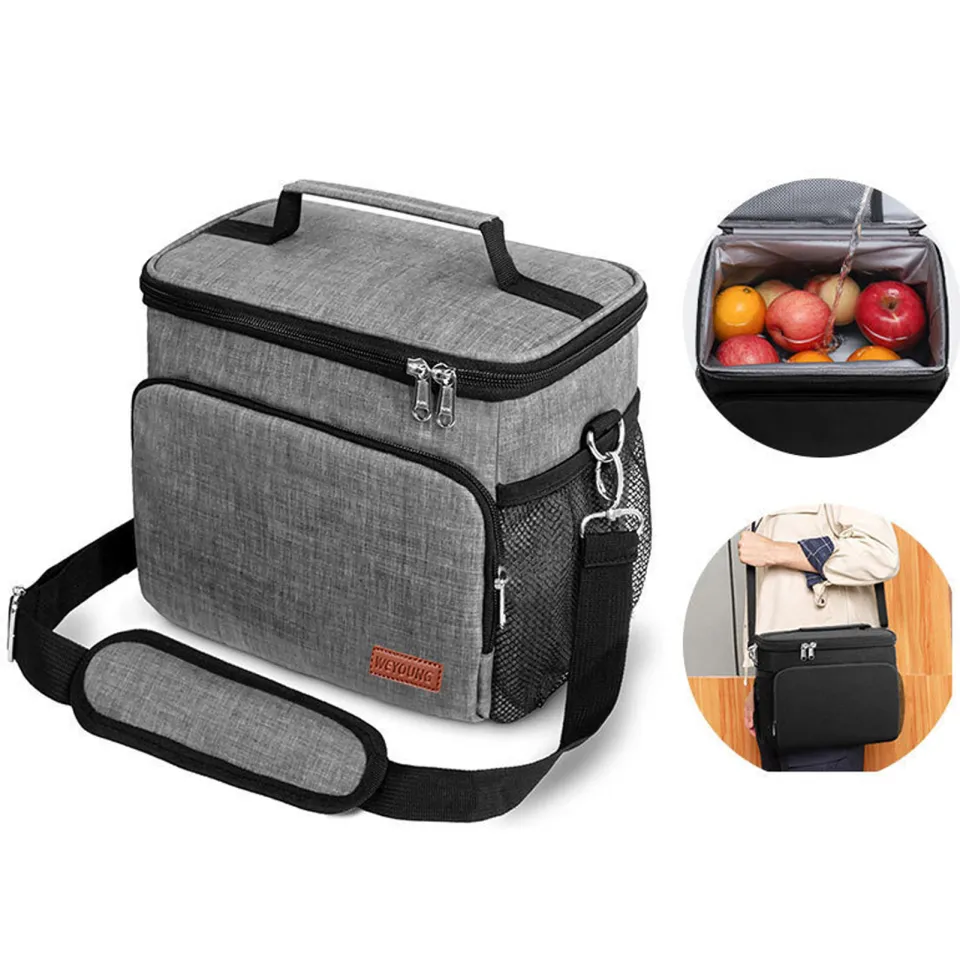 Lead-free Leakproof Insulated Lunch Bag with Adjustable Strap Bpa-free Cooler Tote for Office Picnic Hiking Beach Reusable Lunch Box for Men Women Lunch Cooler Bag