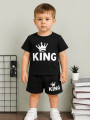 Baby Boy Summer Short Sleeve T-shirt Tee Shorts 2 Pcs Outfits Set used children baby comfortable T-shirt and pant. 