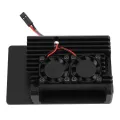 2X for Raspberry Pi 4 Aluminum Case with Dual Cooling Fan Metal Shell Black Enclosure for Raspberry Pi 4 Model B. 
