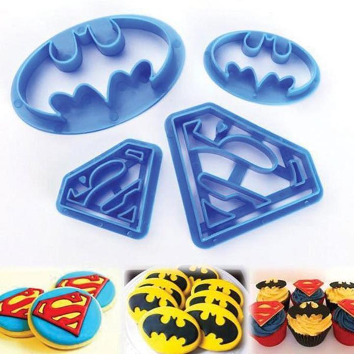 Batman and Superman Plastic Biscuits Cookie Mold Fondant Cake Mold
