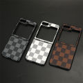 Phone case For Samsung Galaxy Z Flip5 Back cover Canvas Plaid Cowhide Texture Design for For Samsung ZFlip 5 Cover cases.