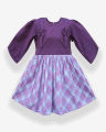 Purple Sky Big Check Cotton Frock for Baby Girls Dress. 