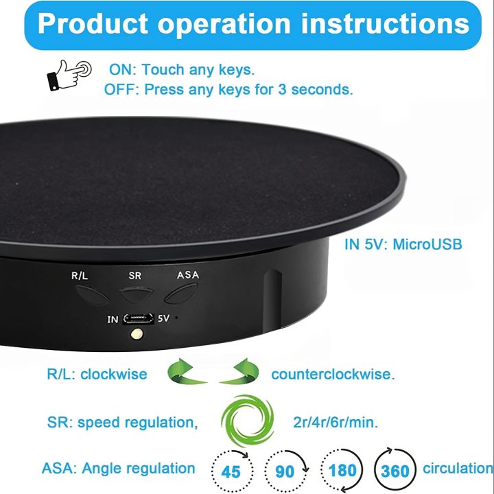 3%20Speeds%20Electric%20Rotating%20Display%20Stand%20Mirror%20360%20Degree%20Turntable%20Jewelry%20Holder%20Battery/USB%20Power%20for%20Photography%20-%20Image%203