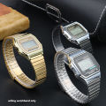 18mm stainless steel strap for Casio vintage small gold watch small square A168 A158W AQ-230 AEQ-110 AE1200/1300 A159 series. 