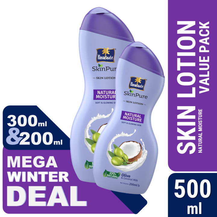 Winter Mega Pack - Parachute SkinPure Skin Lotion Natural Moisture 300ml & 200ml
