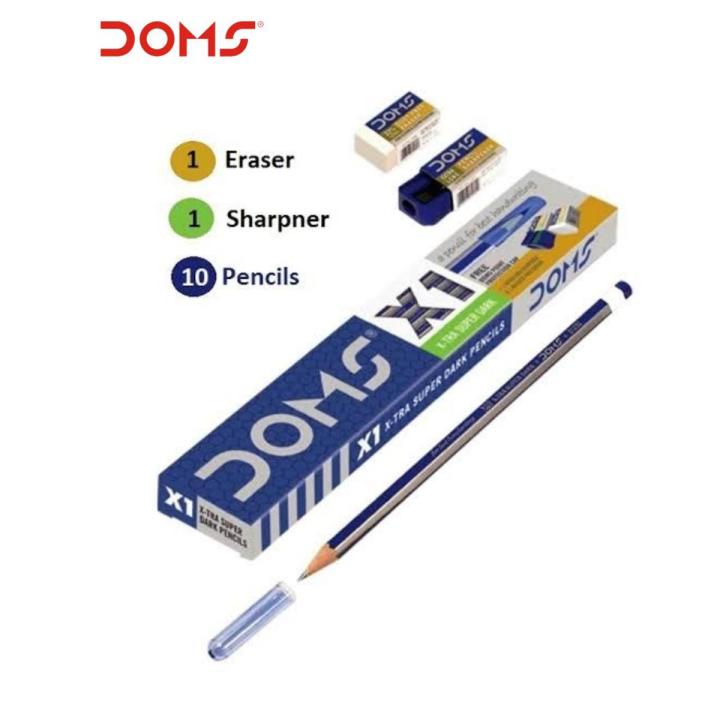 DOMS X1 X-TRA Super Dark Pencils - 10pcs | Daraz.com.bd