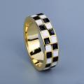 Exquisite Fashion Woman's for Ring Black and White Ring Minimalist Checkerboard Ring Handmade Enamel Party Wedding Ring.