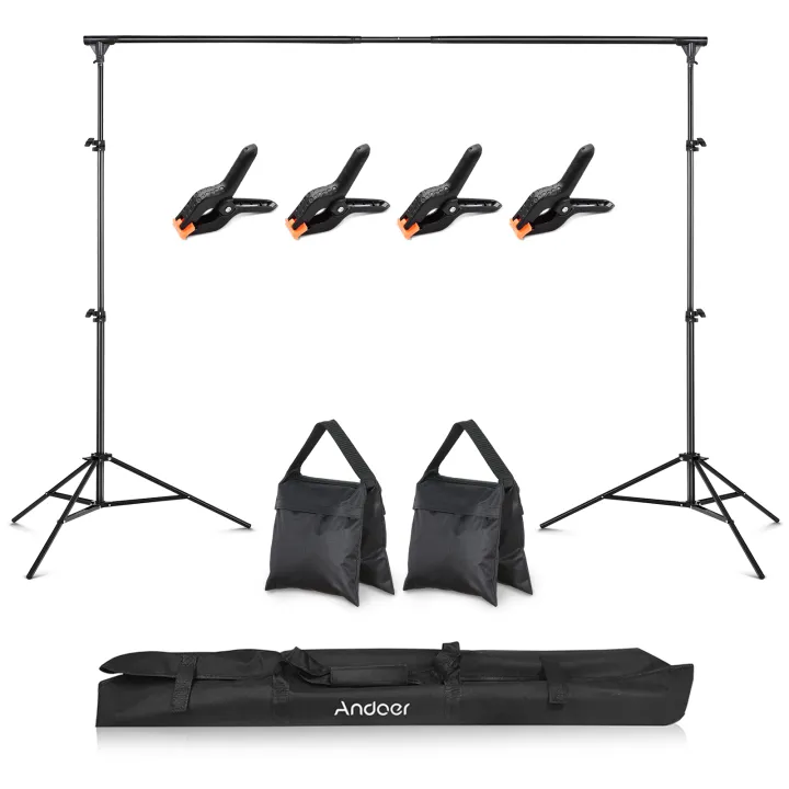 2%20*%203%20Meters/%206.6%20*%2010%20Feet%20Aluminum%20Alloy%20Studio%20Backdrop%20Stand%20Bracket%20Adjustable%20Photography%20Background%20Support%20System%20with%202pcs%20Sandbags%20+%204pcs%20Backdrop%20Clamps%20+%20Carry%20Bag%20Easy%20Installation%20-%20Image%202