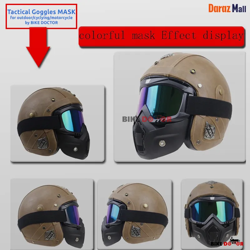 Tactical Face Goggles for Motorcycle Riding Detachable Two Part Open Face  Universal-1 Piece