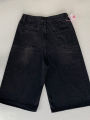Retro Fashion Y2k Women Jeans Streetwear Jorts Brushed Black Wash Cropped 2024 New Baggy Wide Leg Frayed Denim Short Pants. 