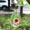 IVR Real Dried Flower Necklace Resin Jewelry With Yongsheng Flower In Resin Necklace Dried Flower For Women. 