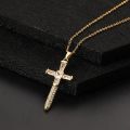 Vintage Punk Zircon Cross Pendant Necklace Stainless Steel Fashion Choker Collar Jewelry Birthday Gifts For Women Girls. 