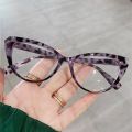 Fashion Cat Eye Design Leopard Print Women Anti-Blue Light Glasses Big Frame Transparent Lens Vision Care Computer Eyeglasses. 
