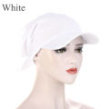 1PC Women Brim Cap Sun Visor with Pre-Tied Turban Caps Head Scarf Hijab Pure Color Muslim Beach Female Fashion Outdoor Hat. 