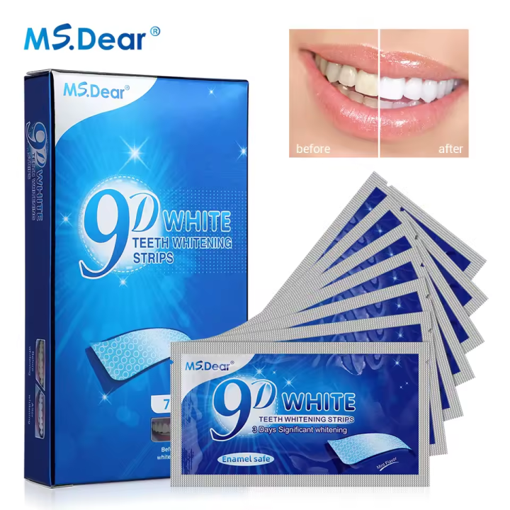 1 Box  Teeth Whitening Strips Food Grade Mint Flavor White 9D Teeth Gel Tooth Whitener stickers Teeth Yellow Smoke Stains Tea Stains Oral Hygiene Care