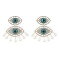 Exaggerated Metal Rhinestone Imitation Pearl Evil Eye Earrings Castle Banquet Dangle Earrings Women's Statement Accessories.