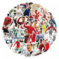 50Pcs Set Cristiano Ronaldo Pattern Stickers PVC Luggage Laptop Guitar Decals Collection Gift Wall Decoration.