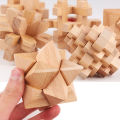 Wooden Kong Ming Lock Lu Ban Lock IQ Brain Teaser Educational Toy for Kids Children Montessori 3D Puzzles Game Unlock Toys Adult MuXiaRe.