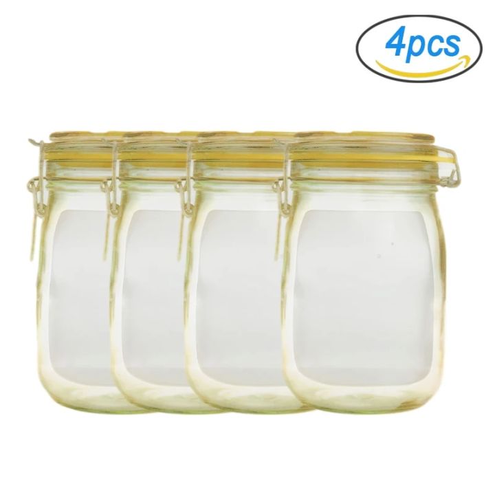 【Cathery Baby Store】Sealing Mason Jar Portable Plastic Food Container Nuts Bag Fresh Food Storage Bag Container