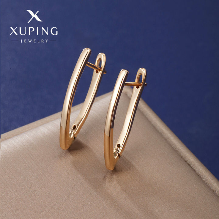 Xuping jewelry glossy V letter fashion temperament earrings women's European and American cross-border niche design earrings earrings earrings wholesale