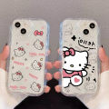 Cute Hello Kitty Cat Couple Clear Case Cover For VIVO V29E V27E V25E V25 V27 V23 V30 Pro V30E V21E V23E Y15S Casing Case Cartoon Soft Shockproof Silicone 3D Wavy Curved Edge Cover. 