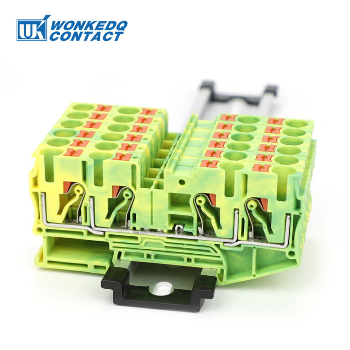 PT6-QU-PE Grounding Terminal Block on Din Rail Earth Groundcheerful Electrical 6mm Yellow/Green Wires Connector PT 6-Quattro-PE